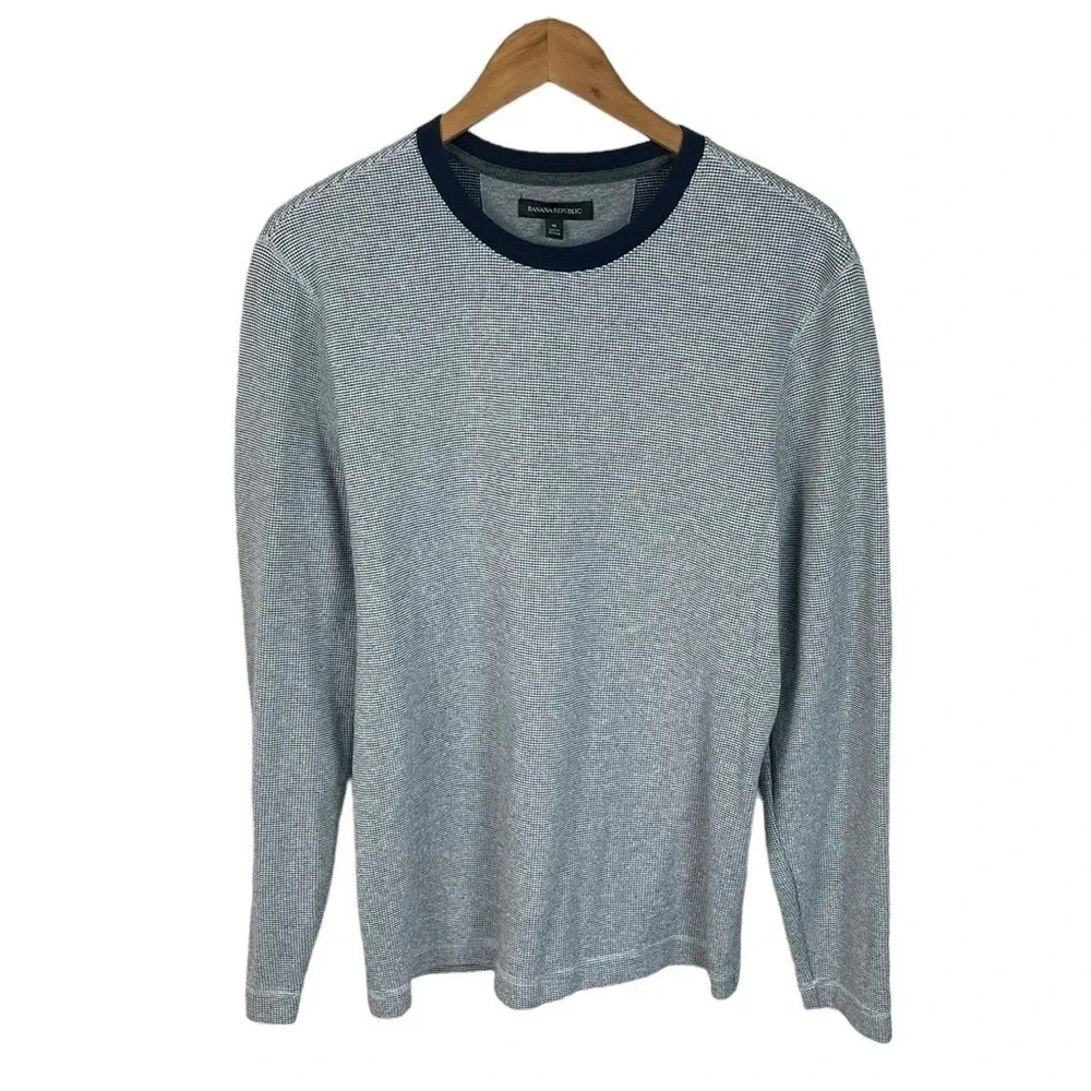 LS230 Men’s Banana Republic Waffle Knit Trendy Long Sleeve Shirt M